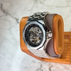 Watch, New Stainless Steel Skeleton Silver Edition