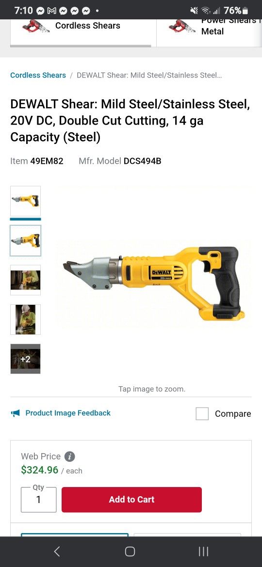 Brand New Dewalt
20V MAX* 14ga Swivel Head Double Cut Shears