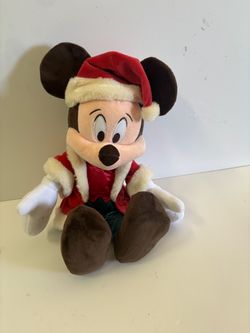 Disney Parks Christmas Holiday Santa Mickey Mouse 15” Plush Toy NEW