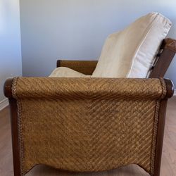Interwoven Basketweave Design Wooden Futon Couch Bed with Full Mattress 