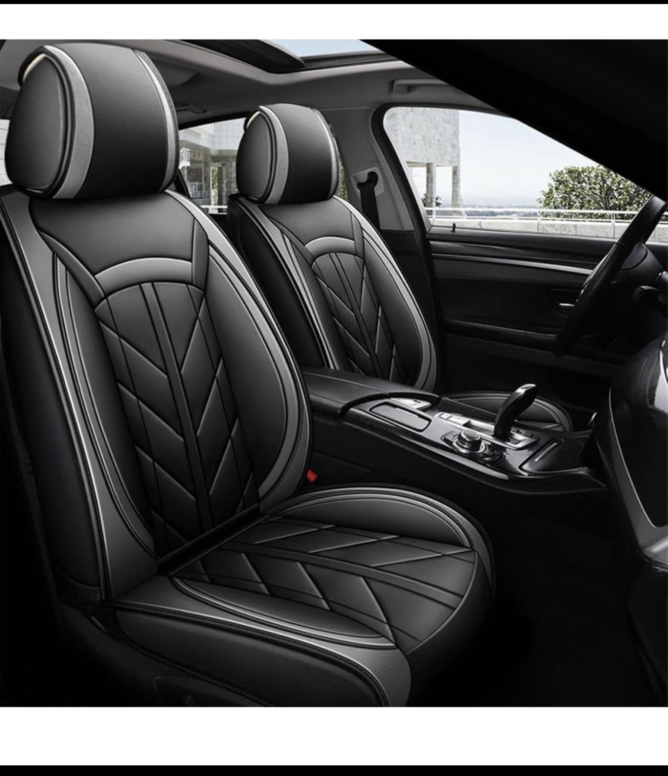 2 frnot all Pu Leather Truck Seat Covers (black/gary black/red)