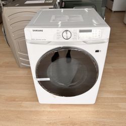 Brand-New Samsung - 7.5 Cu. Ft. Stackable Smart Gas Dryer with Steam Sanitize+ - White Model: DVG45B6300W