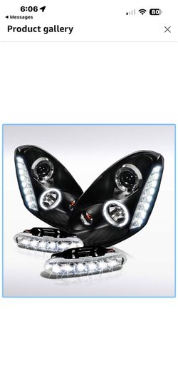 Infiniti G35 4Dr Black Dual Halo Projector Headlights+LED Bumper DRL Fog Lamps 