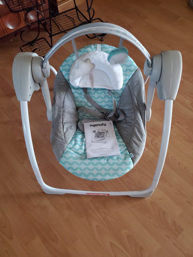 New Ingenuity Swingity Swing Easy Fold Portable Baby Swing Goji 
