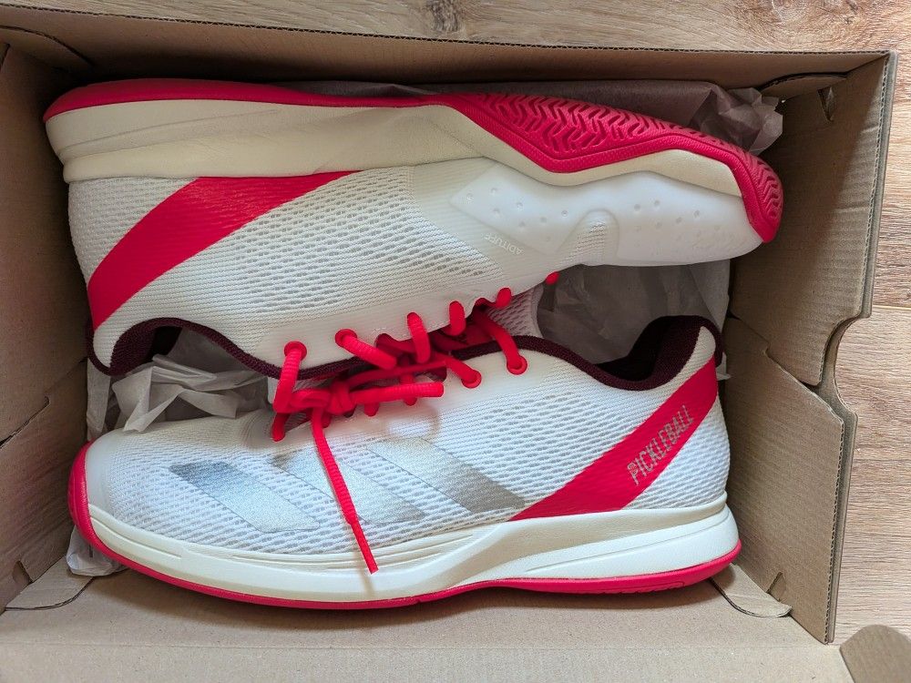 Adidas Men's Courtflash Pickleball Shoes White and Lucid Red Men's Size 10