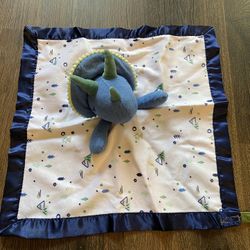 CLOUD ISLAND BABY BLUE DINOSAUR SECURITY BLANKET STUFFED ANIMAL PLUSH SATIN TRIM