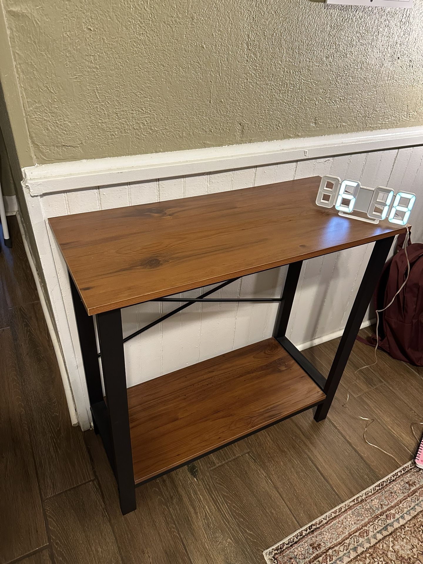 Sturdy Metal & Wood Table – Perfect for Fish Tank or Entryway