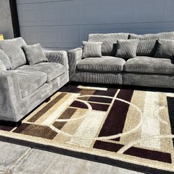 Trending Plush 2 Pc Sofa Couch Set- $499.99- FREE Delivery- READ Description 