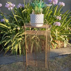 Vintage Telephone Table Stand MCM Modern Atomic Gold