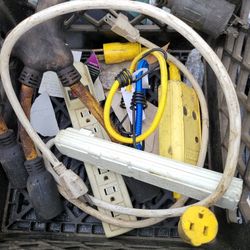 Box Of Electric Connectors And Bungies 