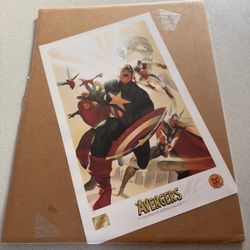 ALEX ROSS rare AVENGERS 4 lithograph SIGNED Kirby HOMAGE Dynamic Forces 1999