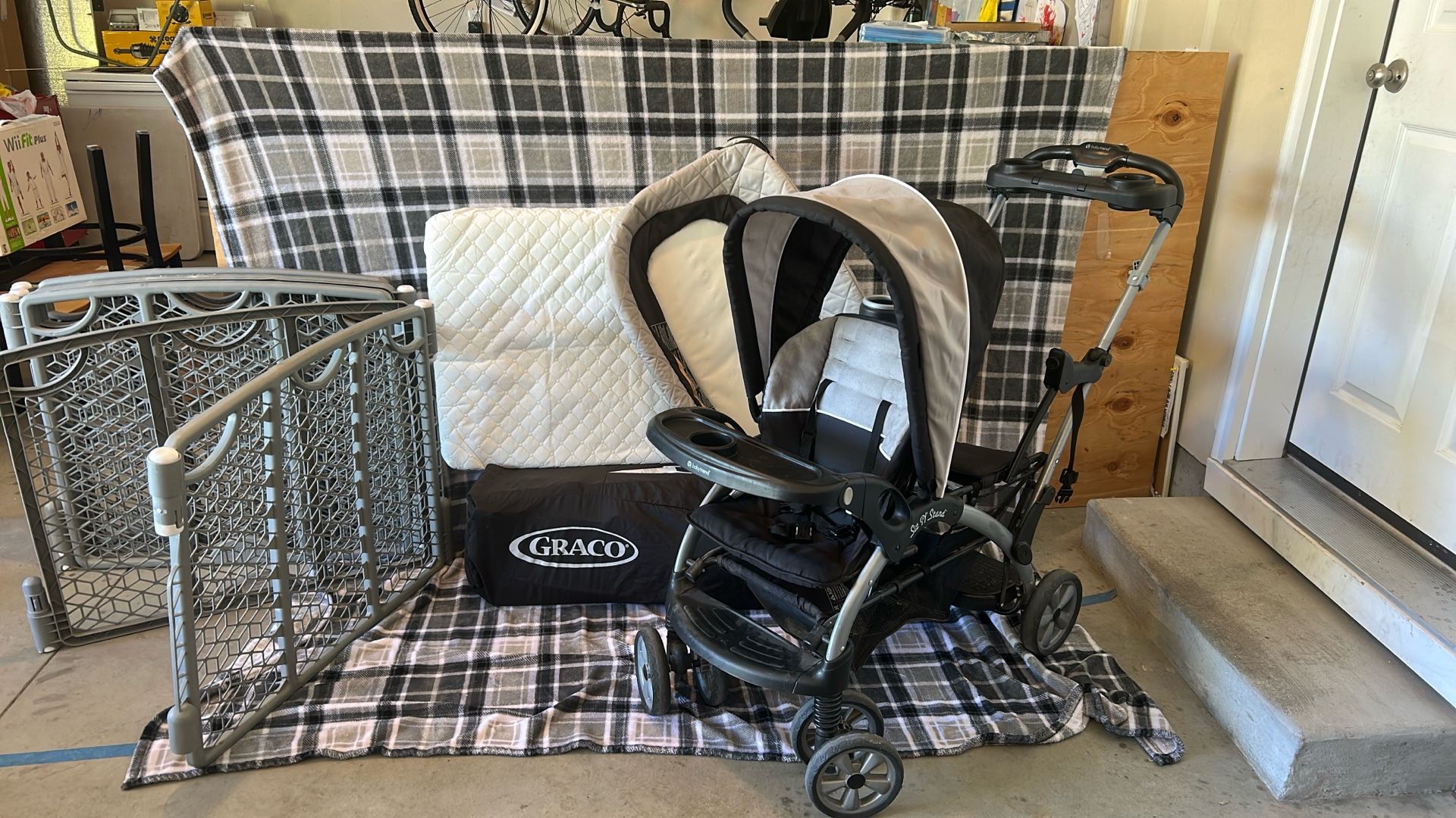 Baby Bundle! Double Stroller, Playpen, Play Area (play Cage? ) 6 Panel