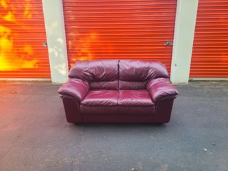 Burgundy Leather Loveseat Couch - Free Delivery