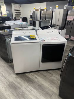 LG 4.8 Cu Ft Large Capacity Top Load With Agitator & 7.3 Cu Ft Gas Dryer With AI Laundry Set In Alpine White 🔥