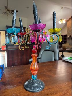 Glass Halloween Candelabra