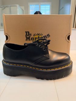Dr. Martens Black Leather Platform Oxford Shoes