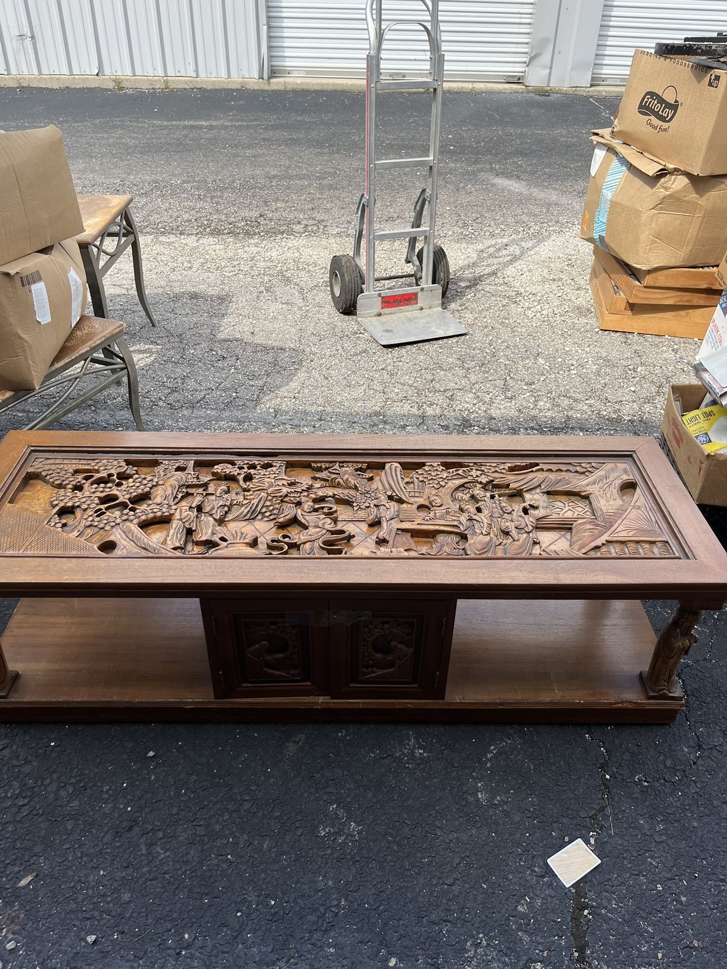 Wood Carved Oriental Coffee Table And Side Tables