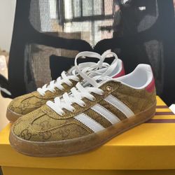 Adidas x Gucci Gazelle Sneaker Tan Monogram Wom 