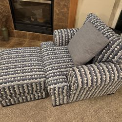 Vintage Jonathan Louis Armchair + Ottoman – Mid-Century Modern Style – Excellent Condition