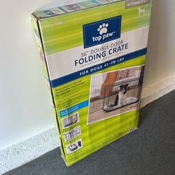 Dog Crate Folding Double Door