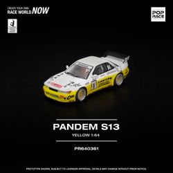 Pop Race 1:64 Pandem Nissan Silvia S13 2020 D1 Lights Yellow and White PR640361