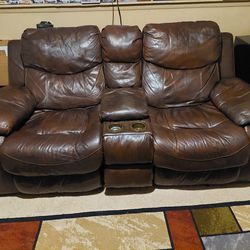 Real Leather Dual Reclining Sofa