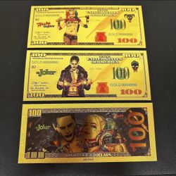 Gold Foil Harley and Joker Banknote Collectibles