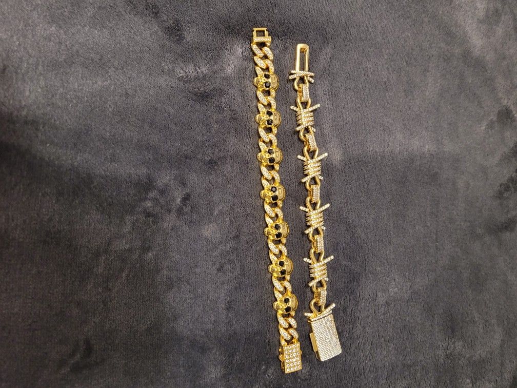Brand New Gold Diamond Embezzled Bracelets