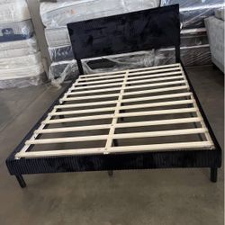 NEW IN BOX Black Cord Fabric Platform Bed Frame Available In Twin, Full & Queen Size 