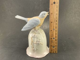 PORCELAIN BELL Features BIRD & FLOWERS ON TOP - Hand Painted