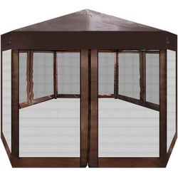 Outdoor Gazebo Patio Hexagonal Canopy Tent Sun Shade with Mosquito Netting and Carry Bag for Backyard Party  Description Canopy tent with me
