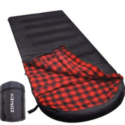Sleeping Bag Cotton Flannel for Adults Big and Tall Cold Weather Winter Zero Degree Camping, Sack