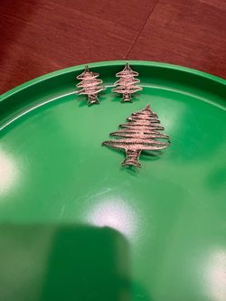 Sterling Silver Wire Tree Broach Pin and matching clip earrings