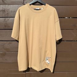 Burberry Beige T-Shirt with Check Patch