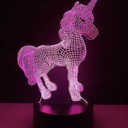Cute Little Unicorn 3D Optical Illusion LED NightLight Table Lamp 