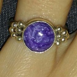 Beautiful Sterling Silver Genuine Charoite Ring!