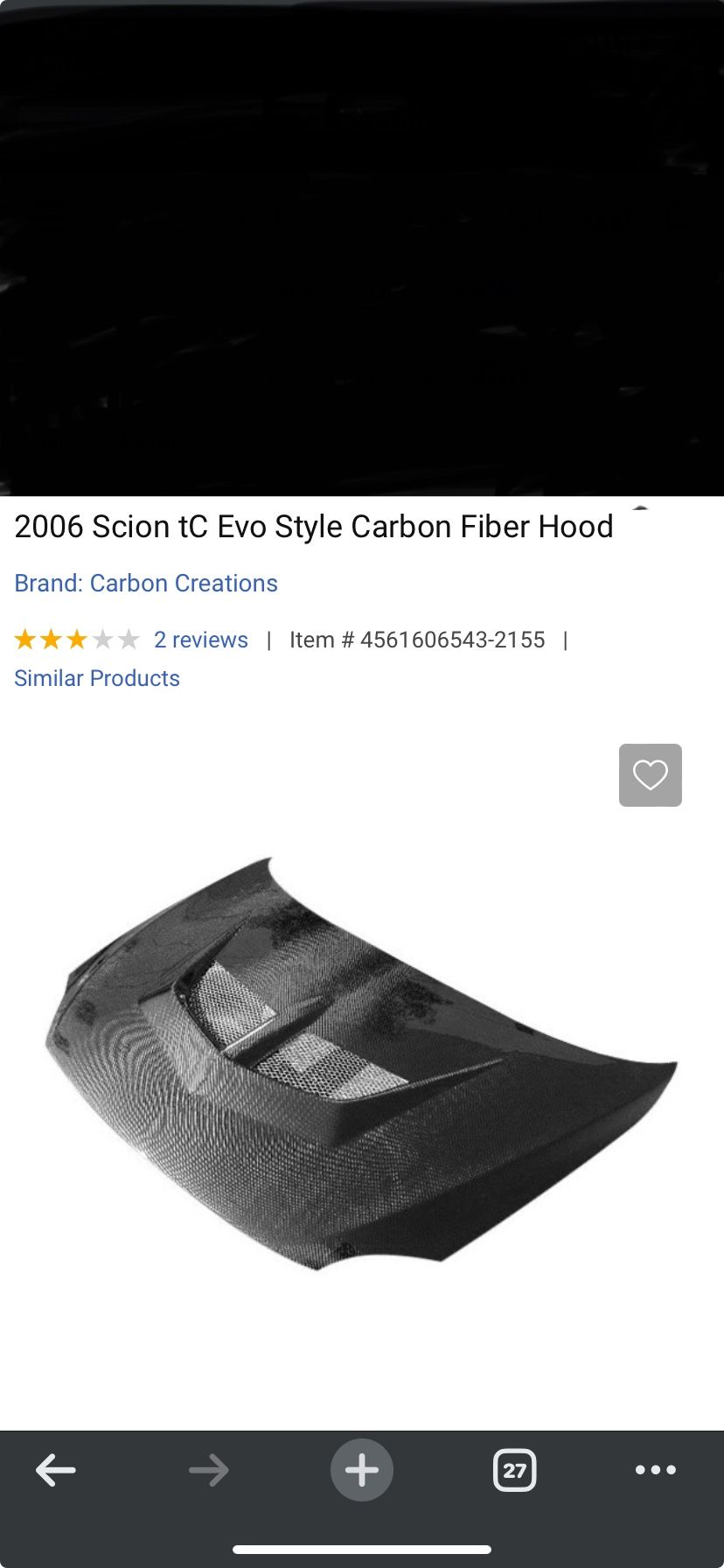 Carbon Fiber Hood For A 2006 Scion Tc