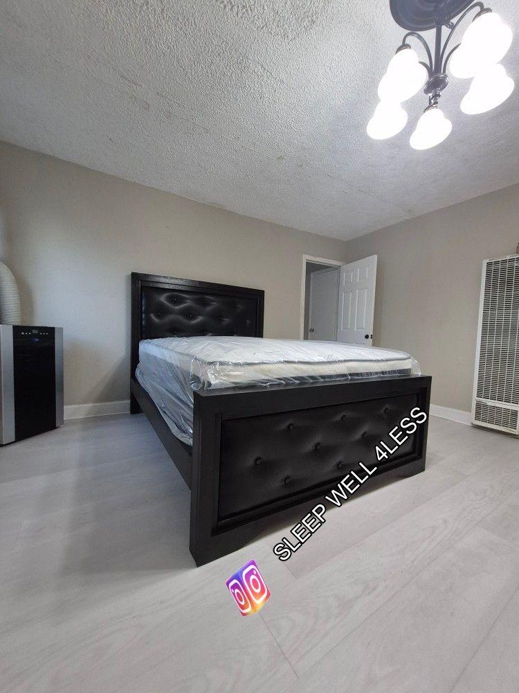 NEW QUEEN BED FRAME AND MATTRESS 