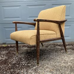 Vintage Old Chair Parts Repair Restore? Antique Wood And Upholstery Golden 