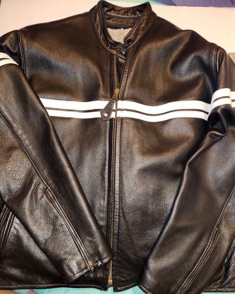 VINTAGE OXFORD LEATHER BIKER JACKET SIZE 50 READ DESCRIPTION  