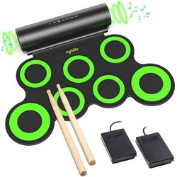 7 pads PAXCESS Electronic Stereo Digital Drum Set Roll Up Pad w/ Speaker Rechargeable,