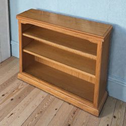 Amish crafted tall  solid wood 3-layer shelf bookcase w/crown molding