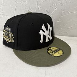 MLB new era be york Yankees black olive green 100th anniversary patch 59fifty fitted hat size 7 1/4