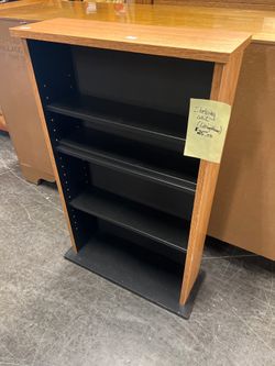 Compact Black and Wood Media Shelf