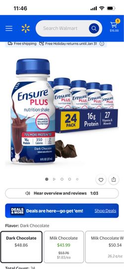 ENSURE PLUS Nutrition Shake Dark Chocolate ( Pack of 24 )