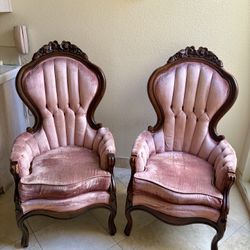Two Lovely Old Pink Chairs