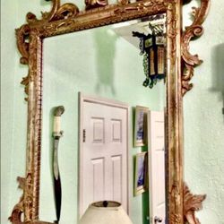 Large Heavy Antique Ornate Framed Mirror