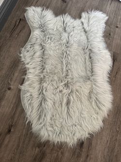 Gray Faux Fur Sheepskin Area Rug