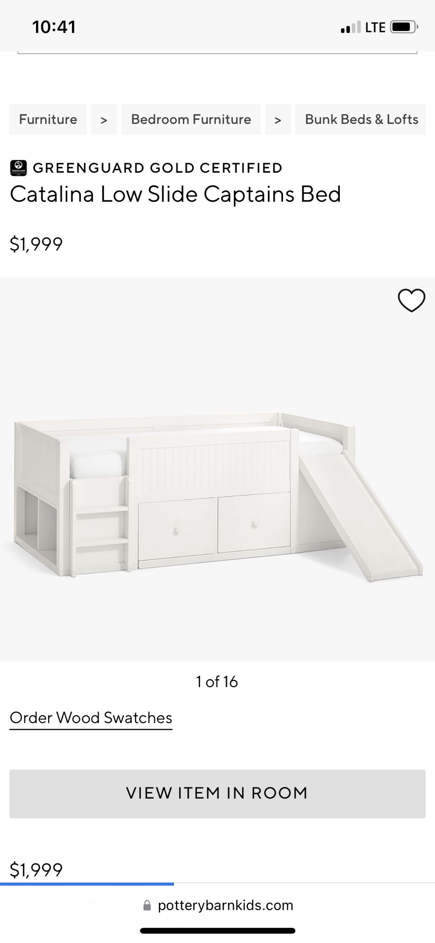 POTTERYBARN KIDS Catalina Low Slide Captains Bed