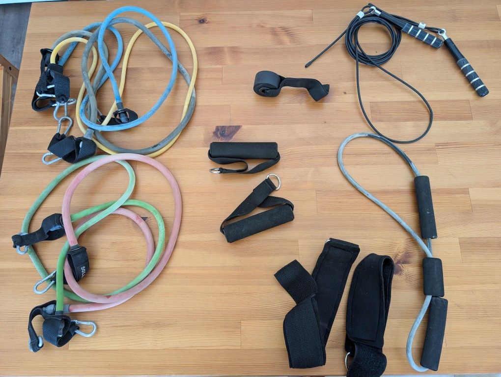 Assorted Resistance Bands And Other Equipment